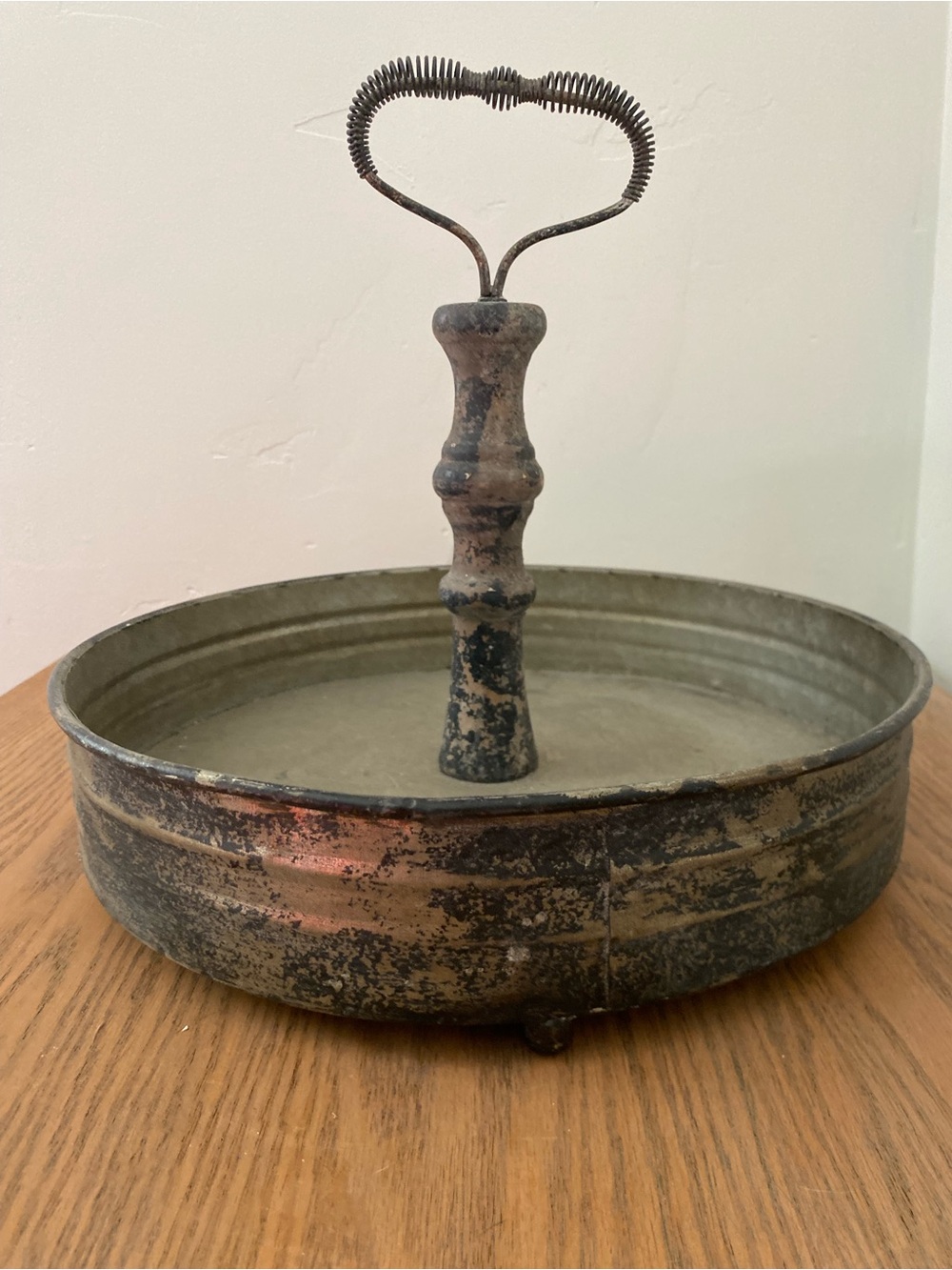 Vintage Metal Serving Tray - Rustic Black/Copper Finish